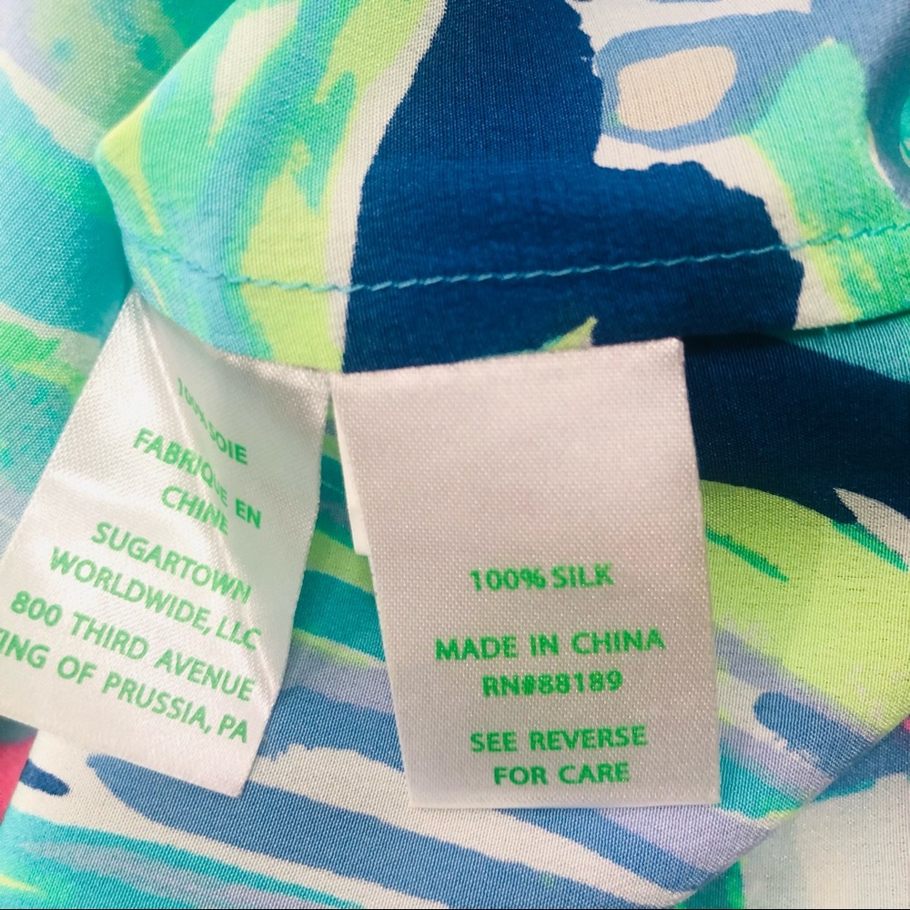 Lilly Pulitzer Tropical Leaf Print Midi Dress in Aqua, Lime & Pink - Picture 9 of 10